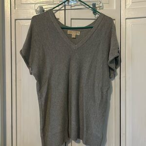 Michael Kors cotton blend with leather accents - short sleeve sweater - Size M